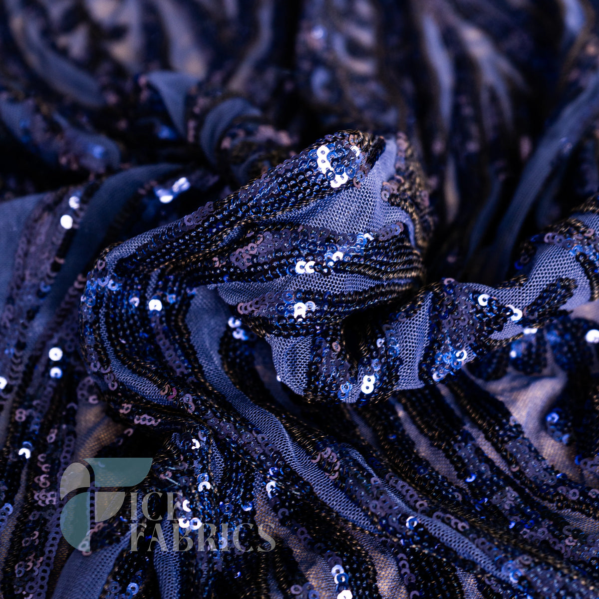 Wild Vine 4 Way Stretch Sequin Fabric on Mesh
