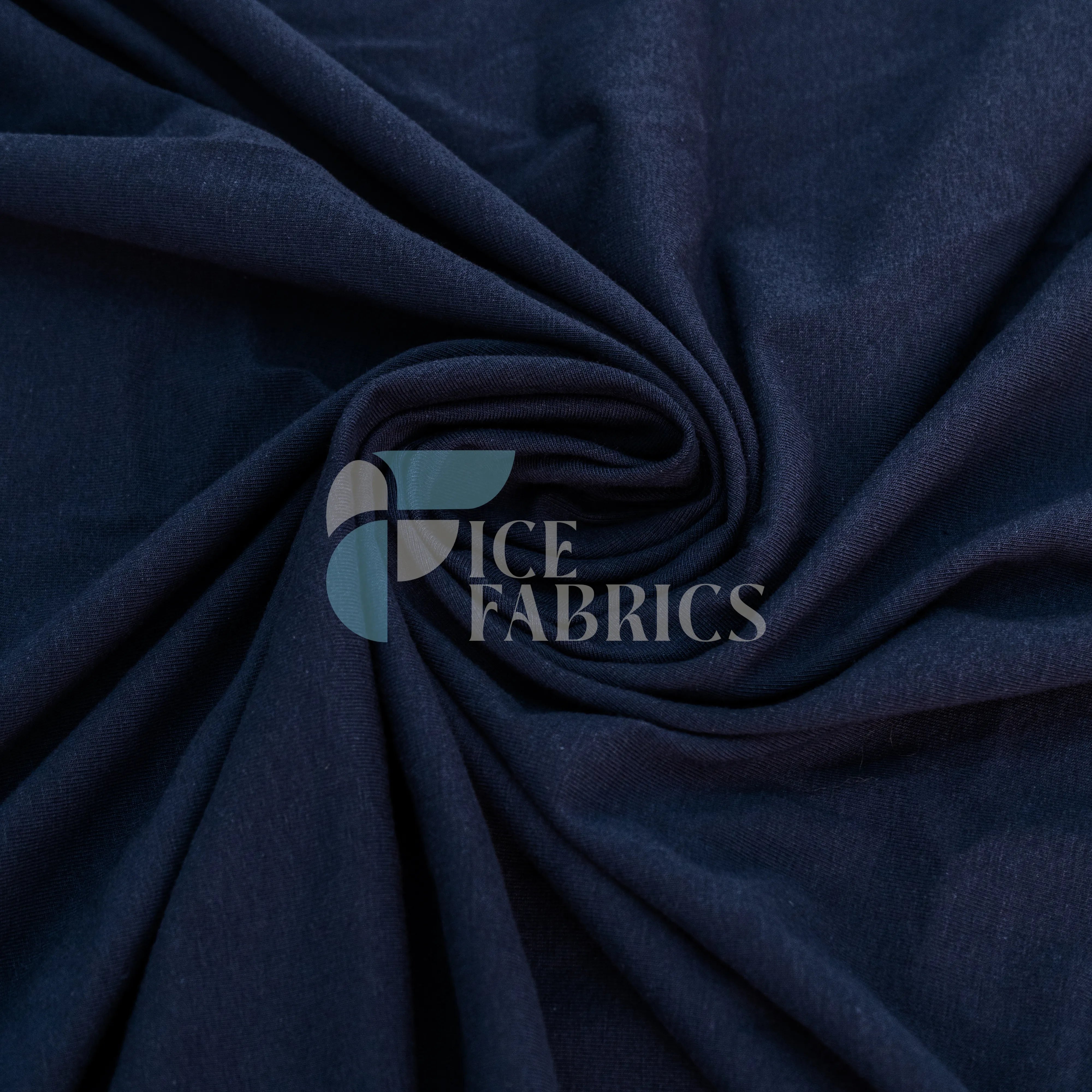 Navy Blue Cotton Spandex Jersey Fabric | FlexCot