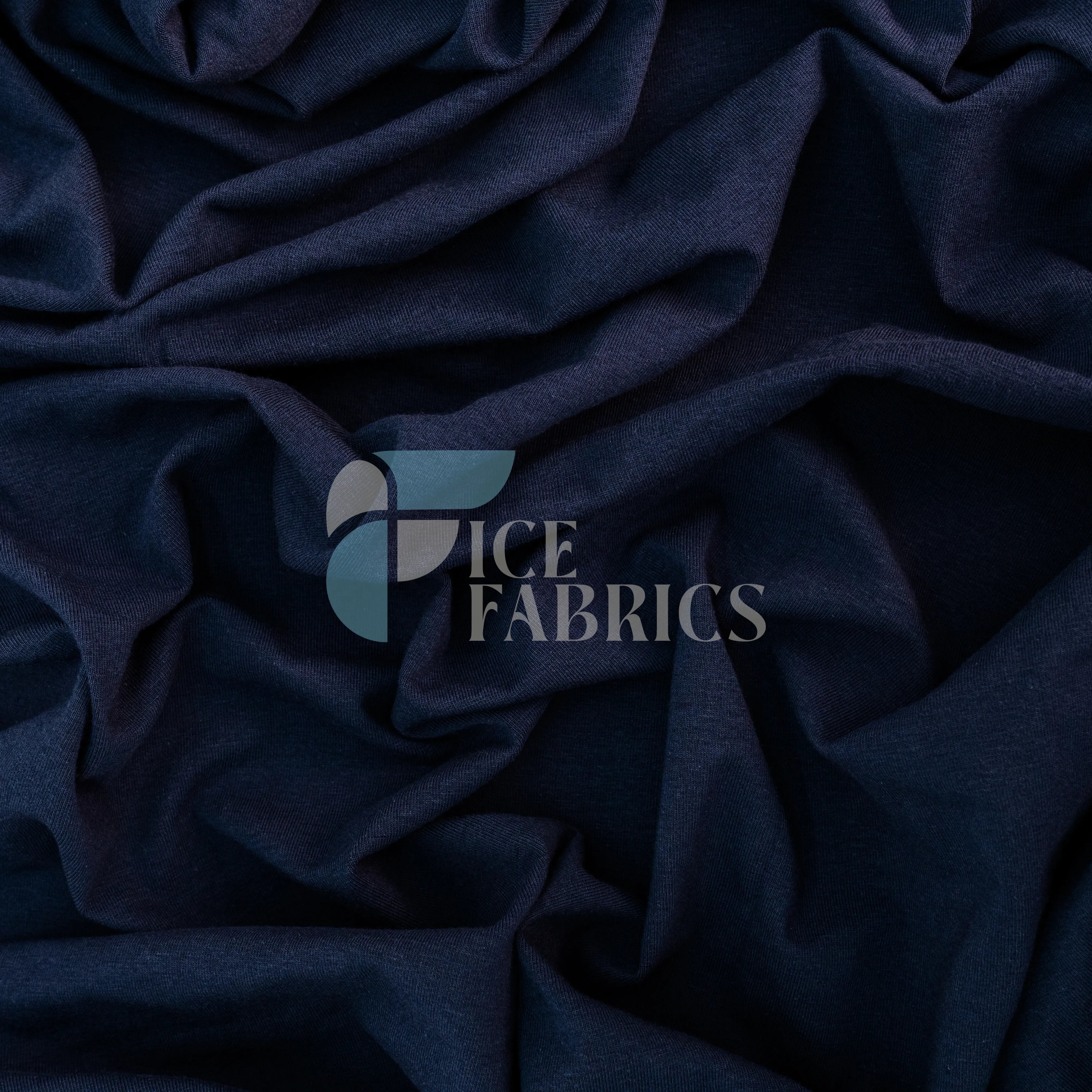 Navy Blue Cotton Spandex Jersey Fabric | FlexCot
