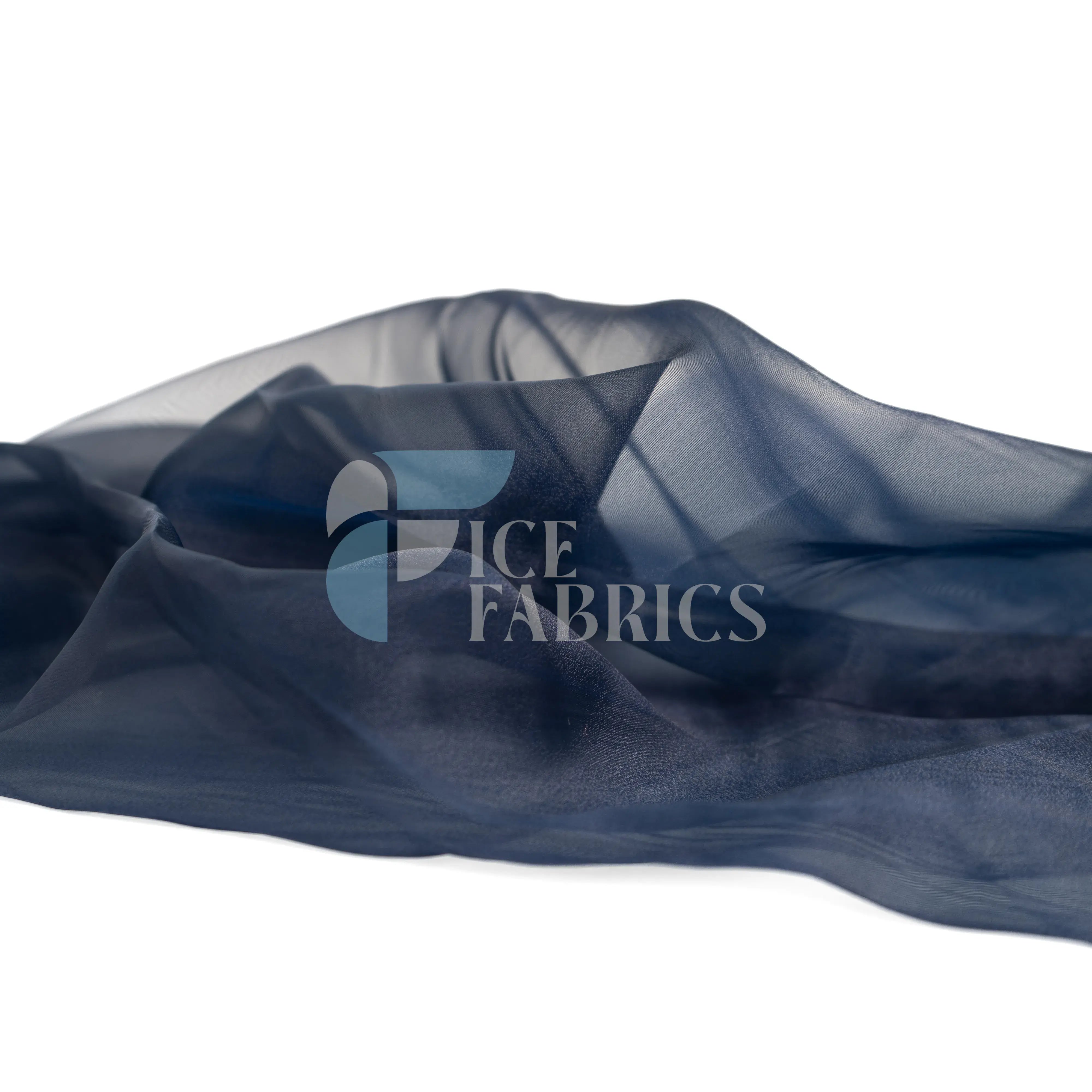 Navy Blue Crystal Sheer Organza Fabric By The Yard