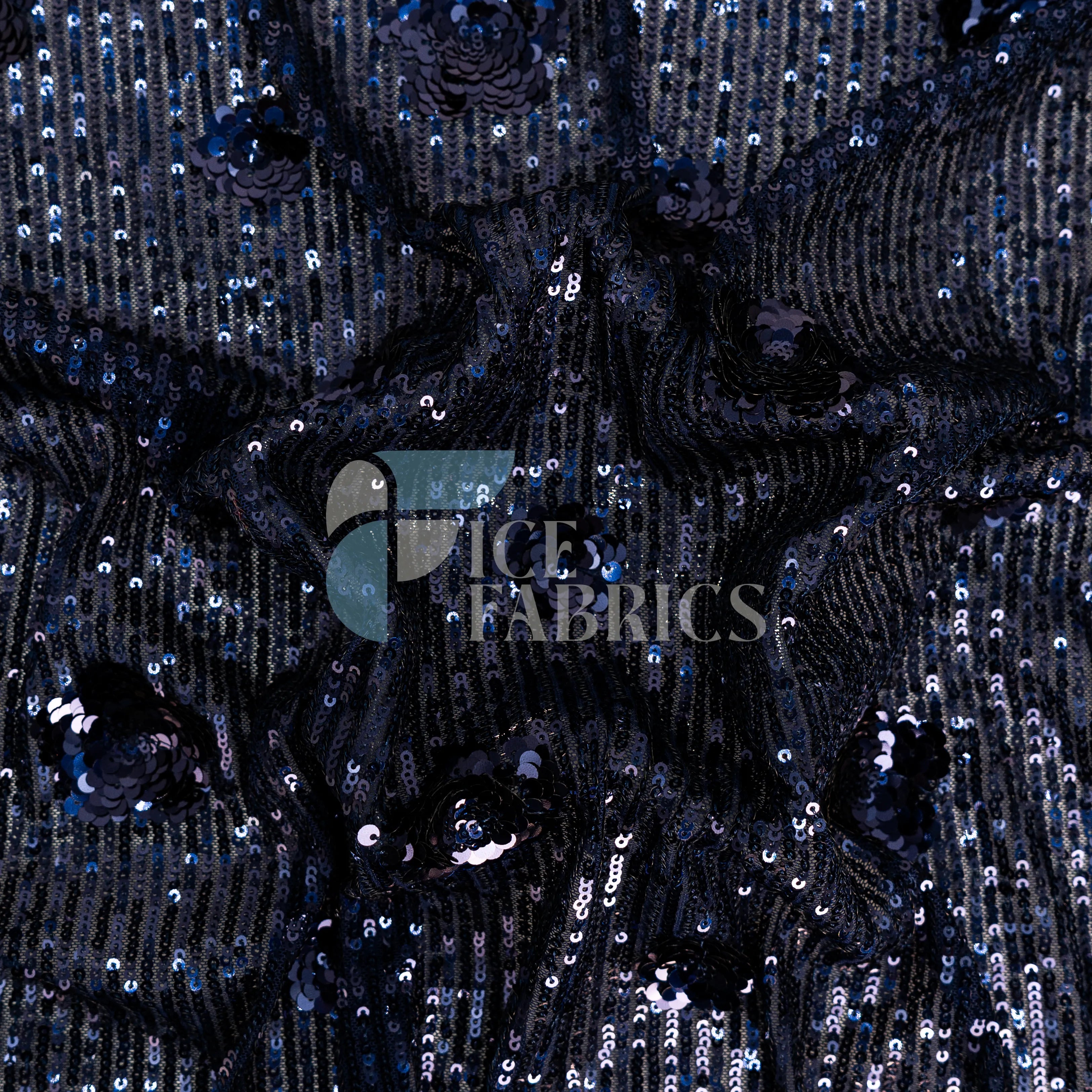 Celeste 3D Floral Stretch Sequin Fabric