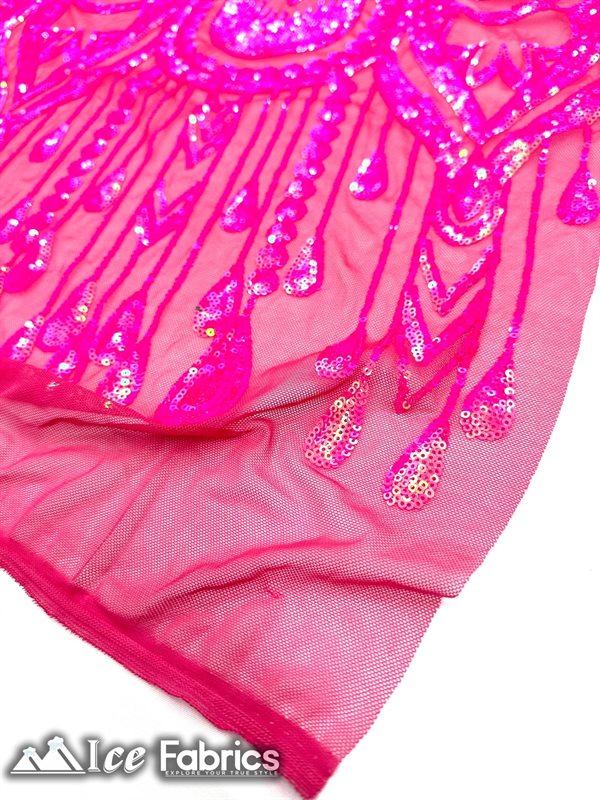 African Sequin Fabric 4 Way Spandex Stretch Sequin FabricICE FABRICSICE FABRICSNeon FuchsiaBy The Yard (60" Wide)African Sequin Fabric 4 Way Spandex Stretch Sequin Fabric ICE FABRICS Neon Fuchsia