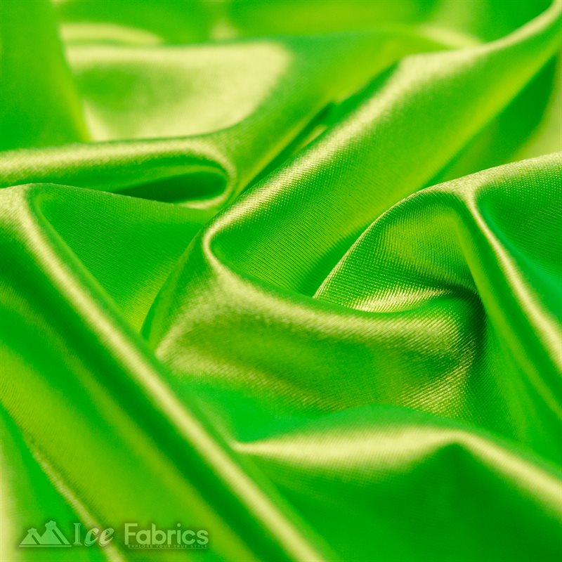 4 Way Stretch Silky Satin Wholesale Fabric By The Roll (20 Yards ) ICE FABRICS |Neon Lime Green