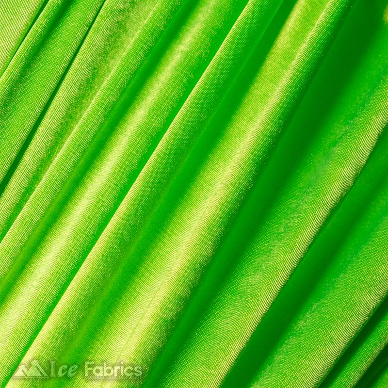 4 Way Stretch Silky Satin Wholesale Fabric By The Roll (20 Yards ) ICE FABRICS |Neon Lime Green