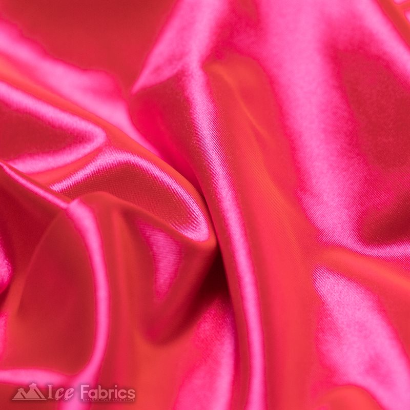 4 Way Stretch Silky Satin Wholesale Fabric By The Roll (20 Yards ) ICE FABRICS |Neon Pink