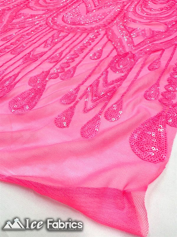 African Sequin Fabric 4 Way Spandex Stretch Sequin FabricICE FABRICSICE FABRICSNeon PinkBy The Yard (60" Wide)African Sequin Fabric 4 Way Spandex Stretch Sequin Fabric ICE FABRICS Neon Pink