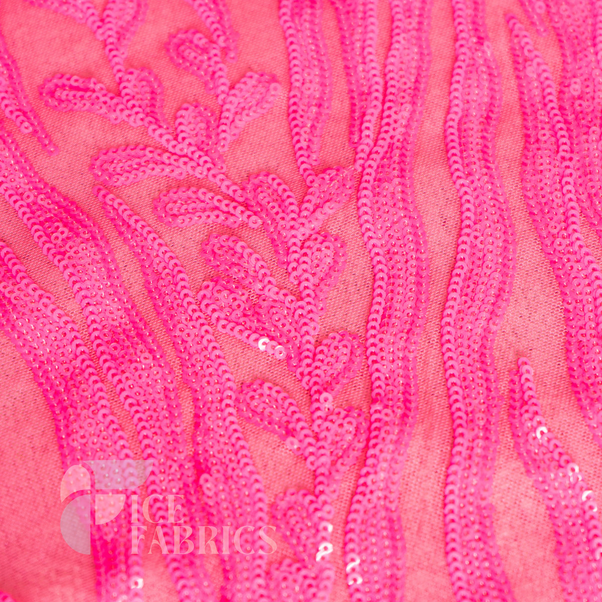 Wild Vine 4 Way Stretch Sequin Fabric on Mesh