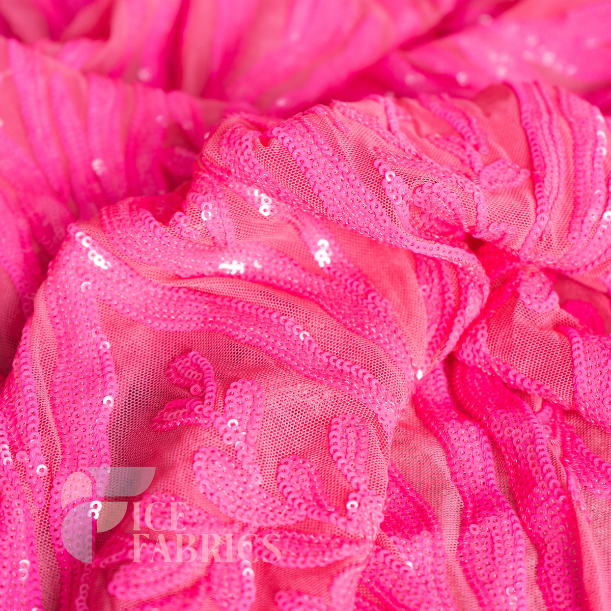 Wild Vine 4 Way Stretch Sequin Fabric on Mesh