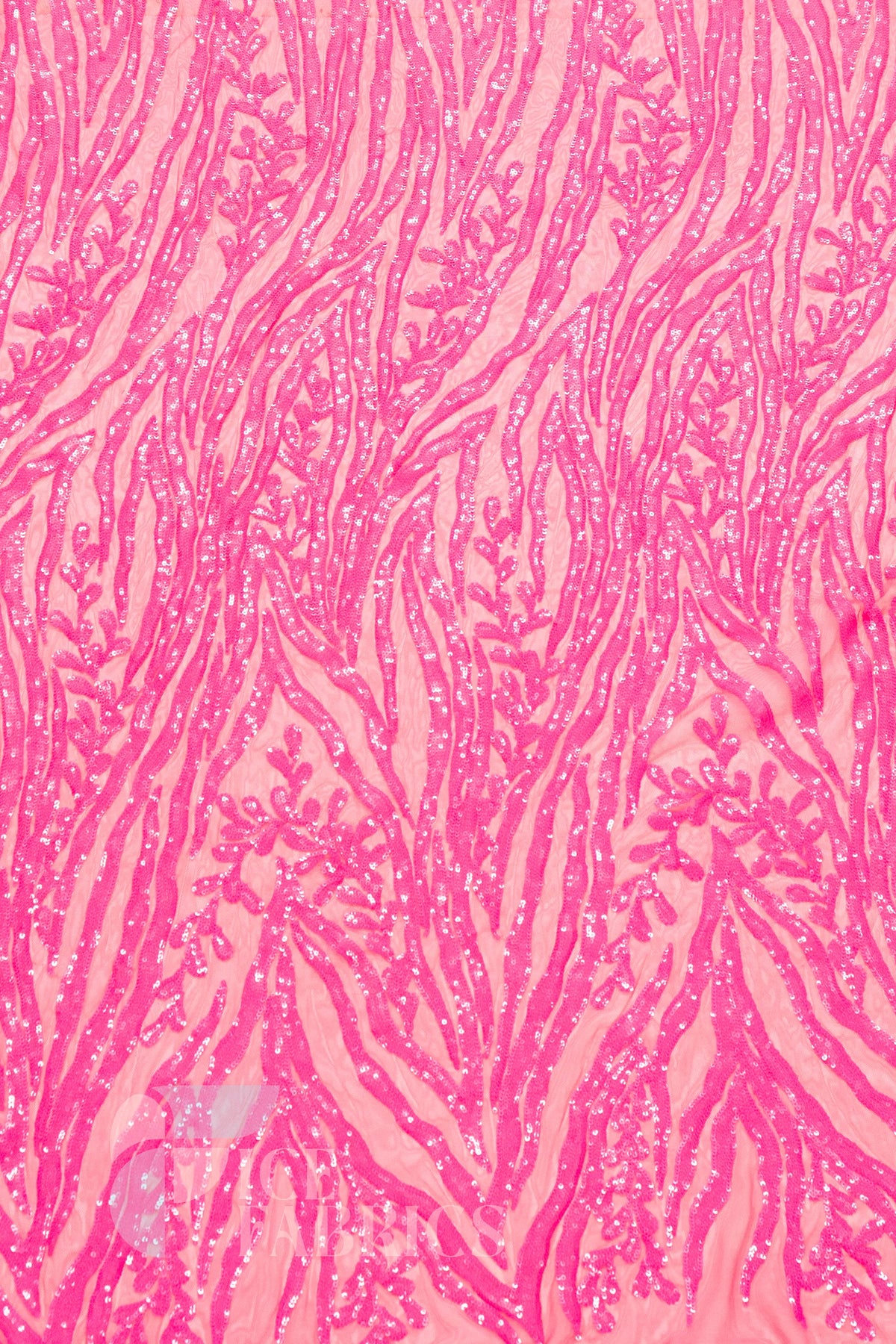 Wild Vine 4 Way Stretch Sequin Fabric on Mesh