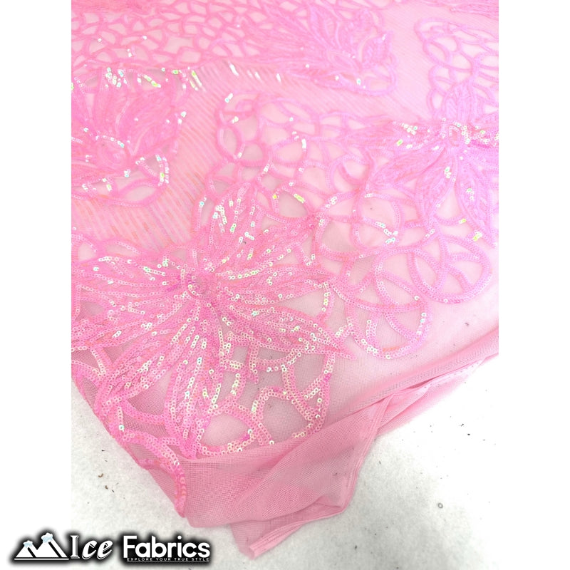 New Geometric 4 Way Stretch Sequin Fabric (20 Colors) ICE FABRICS Candy Pink