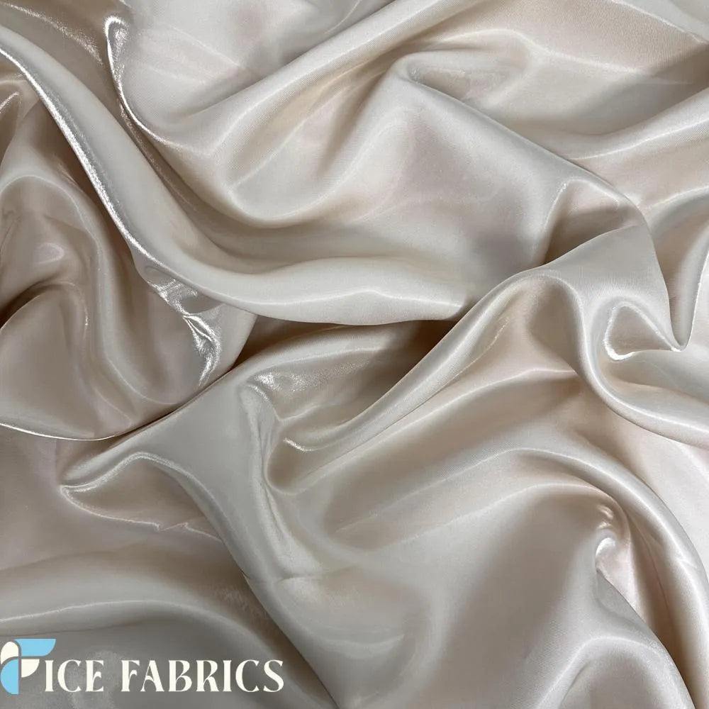 Nude Reflective Liquid Crystal Silky Satin Fabric