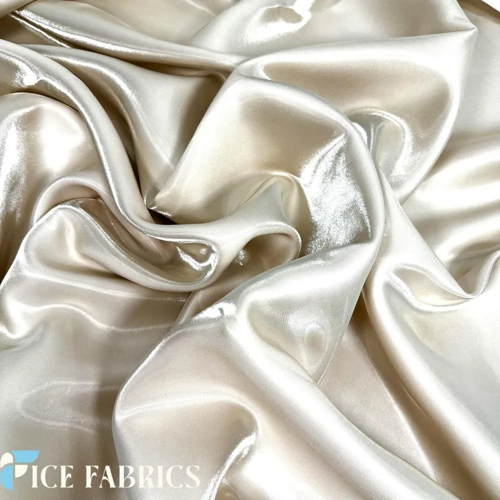 Nude Reflective Liquid Crystal Silky Satin Fabric