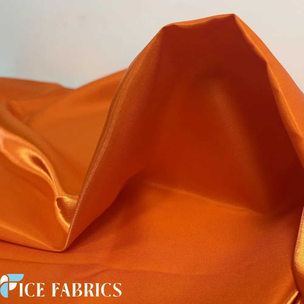 Orange Reflective Liquid Crystal Silky Satin Fabric