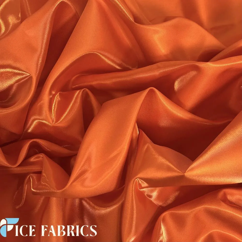 Orange Reflective Liquid Crystal Silky Satin Fabric