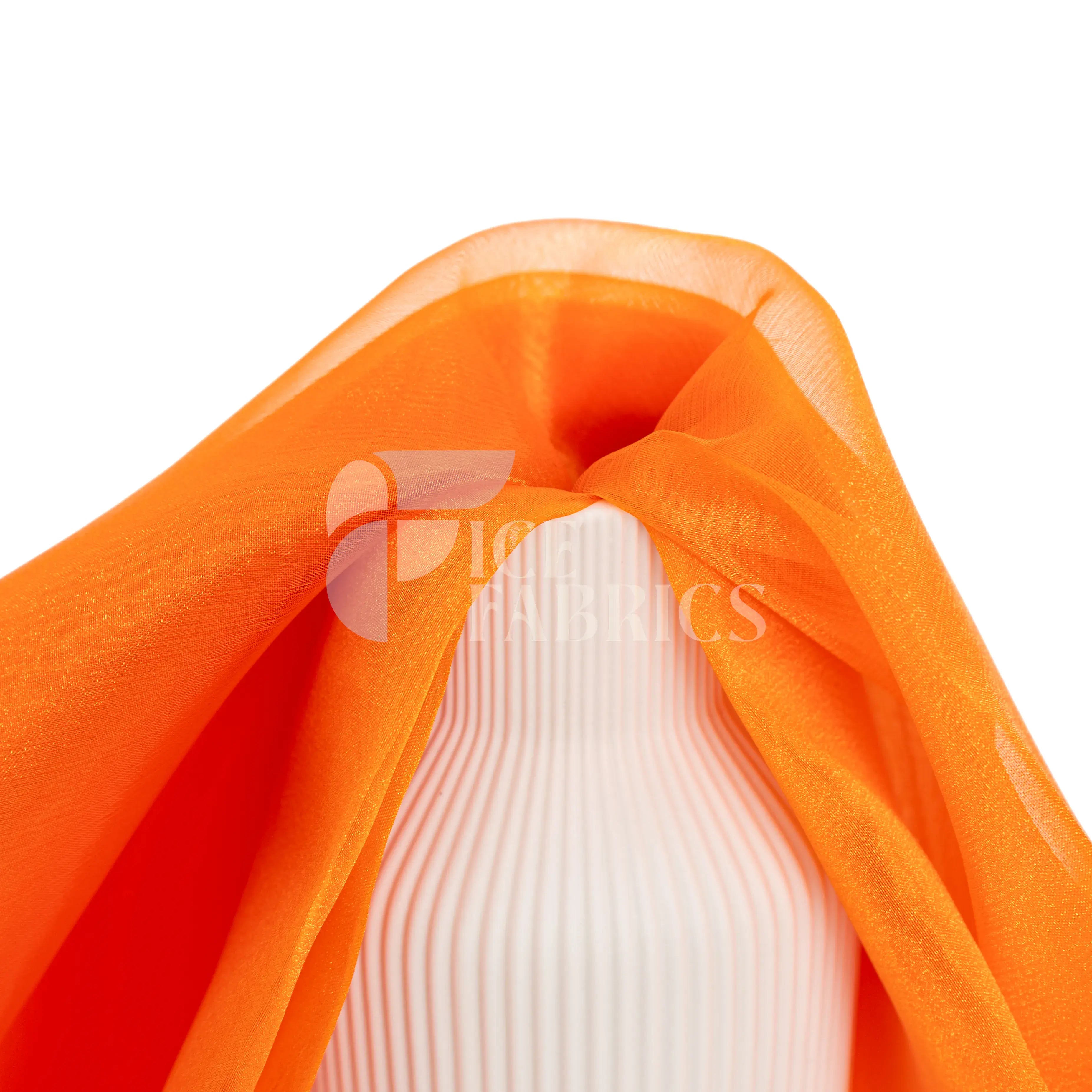 Orange Crystal Sheer Organza Fabric By The Yard