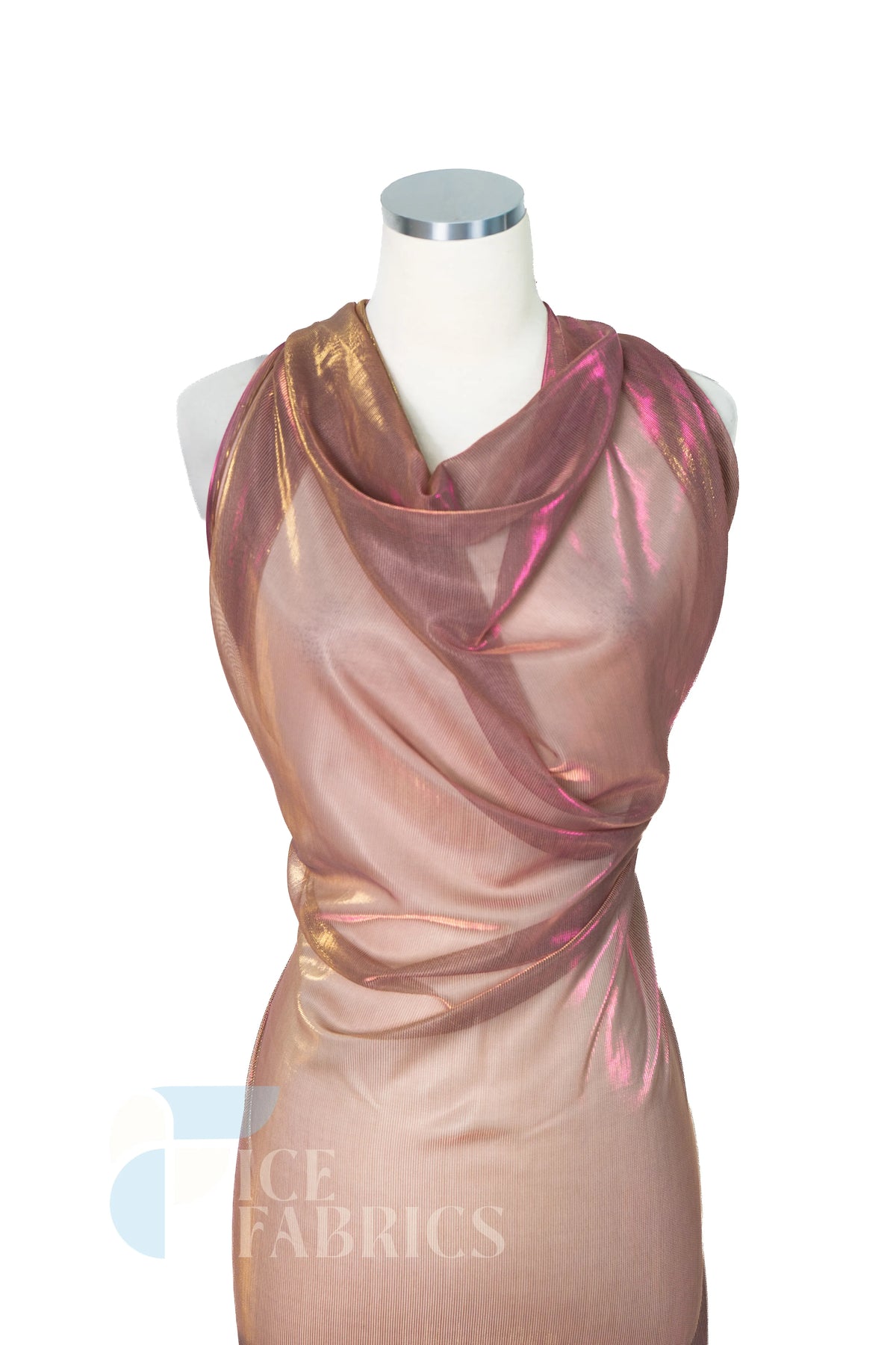 Shimmery Reflective Metallic Mesh Fabric
