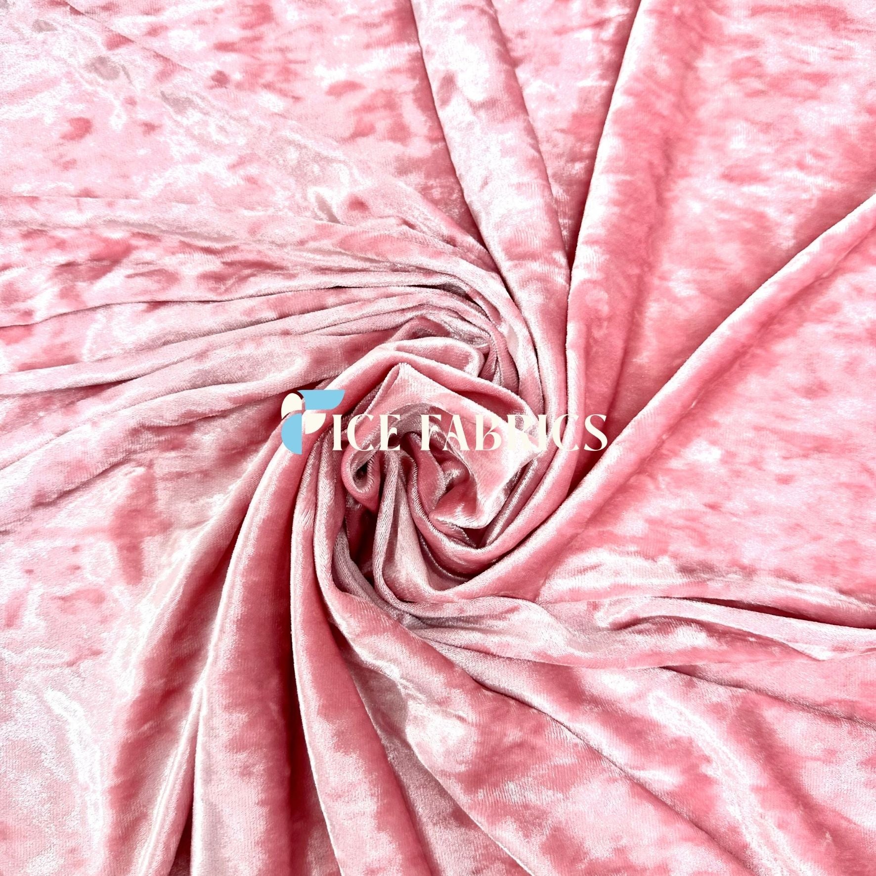 Pink Stretch Crushed Velvet Fabric