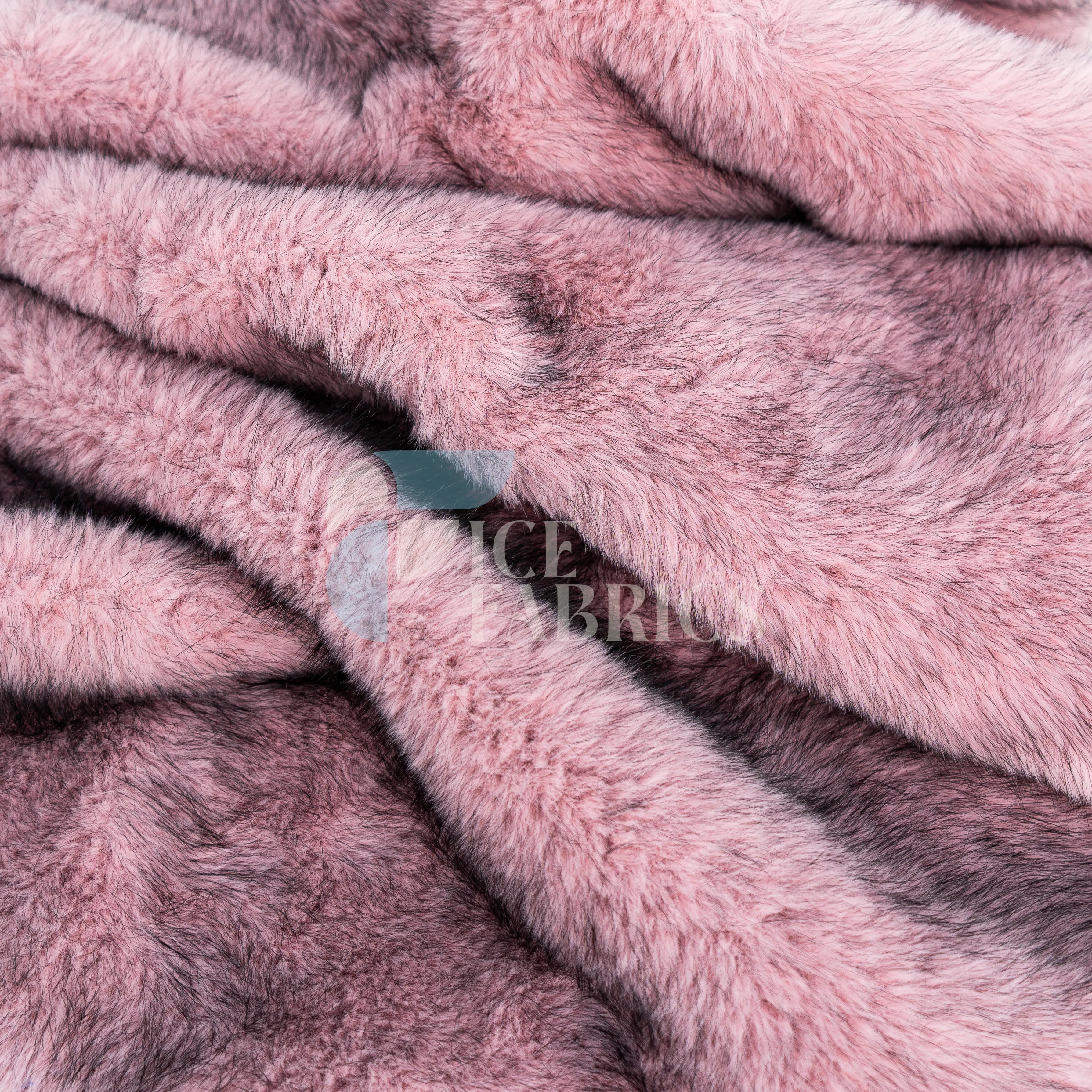 Pink Black Arctic Fur Faux Fur Fabric by the Yard