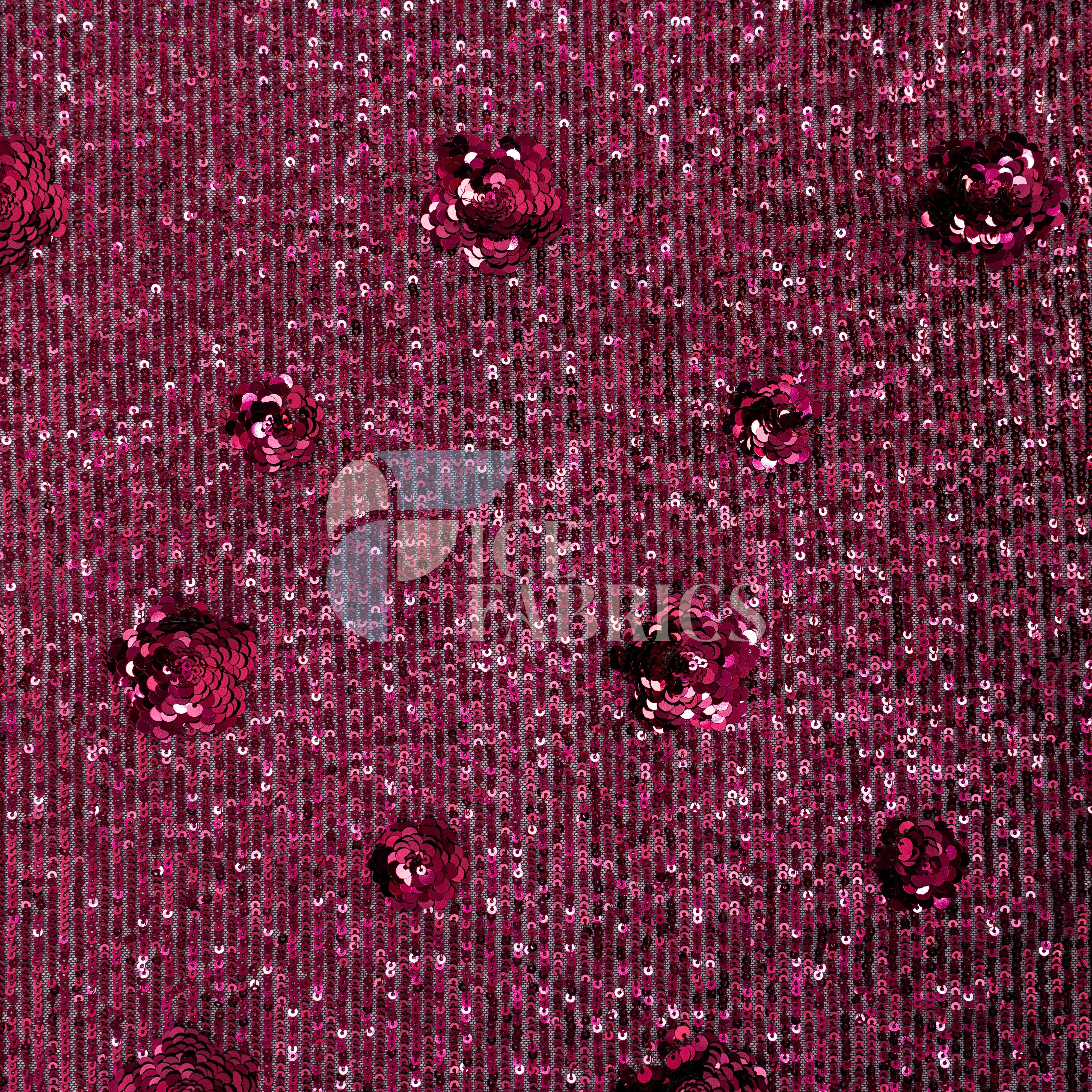 Celeste 3D Floral Stretch Sequin Fabric