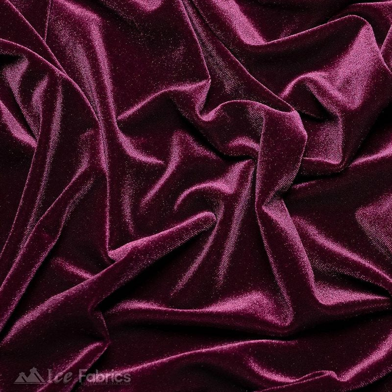Plum Stretch Velvet Fabric Soft and Smooth