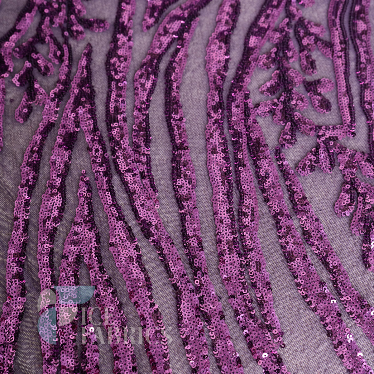 Wild Vine 4 Way Stretch Sequin Fabric on Mesh