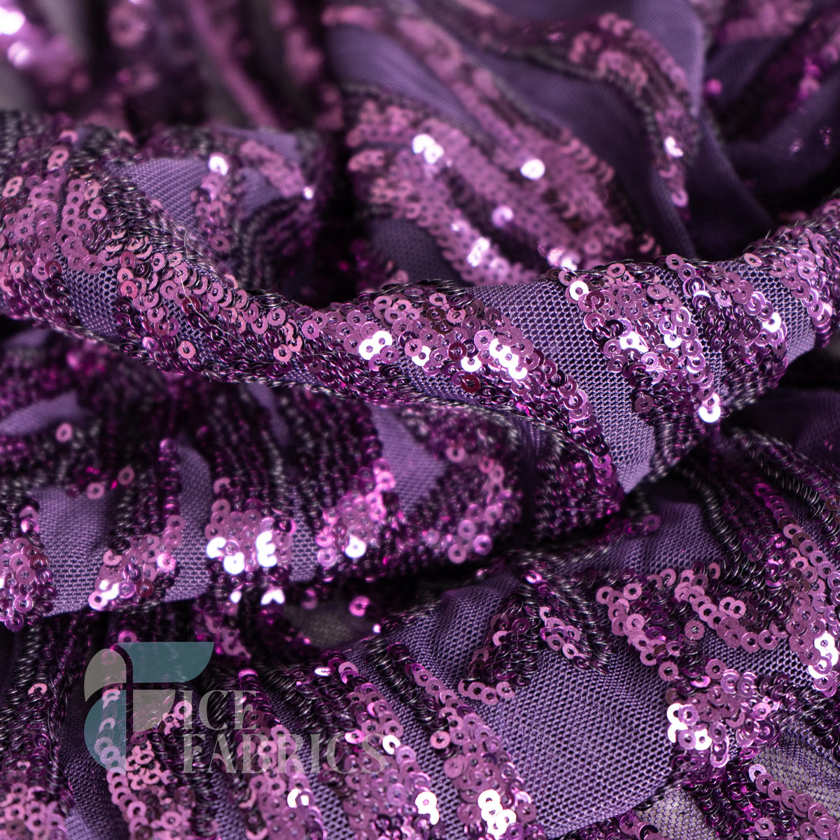 Wild Vine 4 Way Stretch Sequin Fabric on Mesh