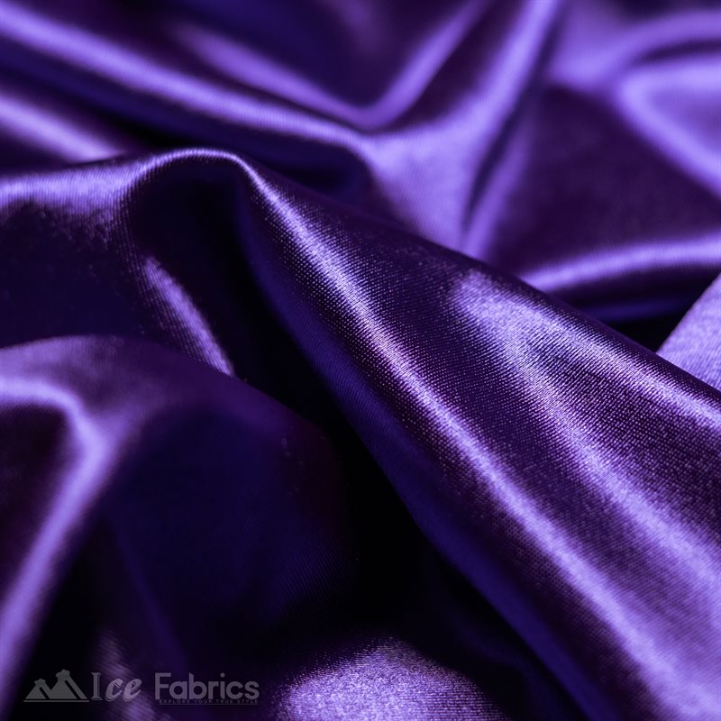 4 Way Stretch Silky Satin Wholesale Fabric By The Roll (20 Yards ) ICE FABRICS |Purple