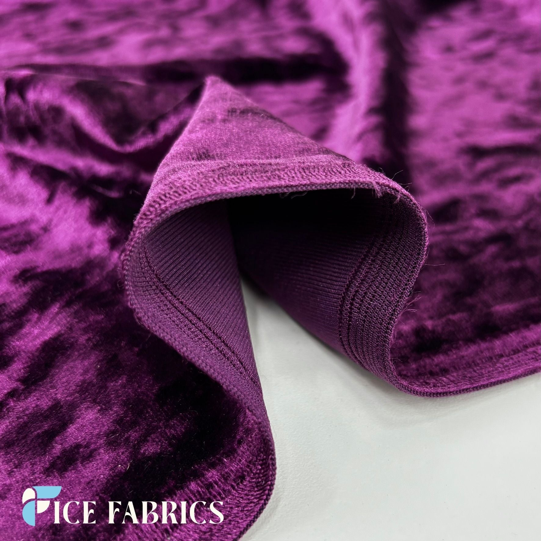 Purple Stretch Crushed Velvet Fabric