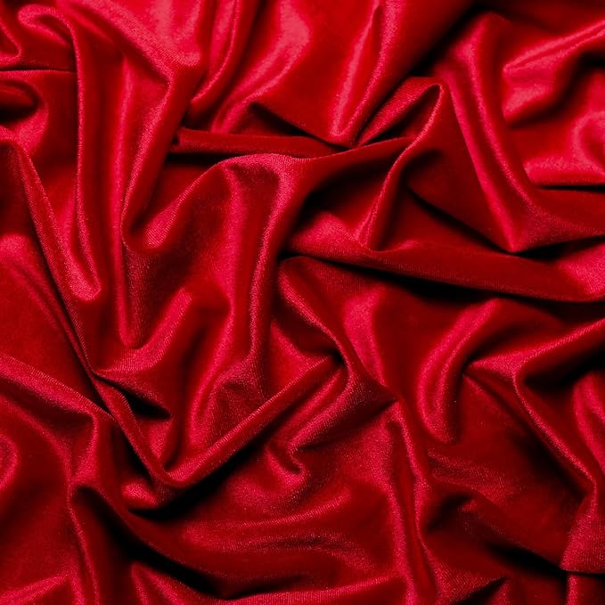 Ice Fabrics Stretch Velvet Fabric Soft and Smooth-Red