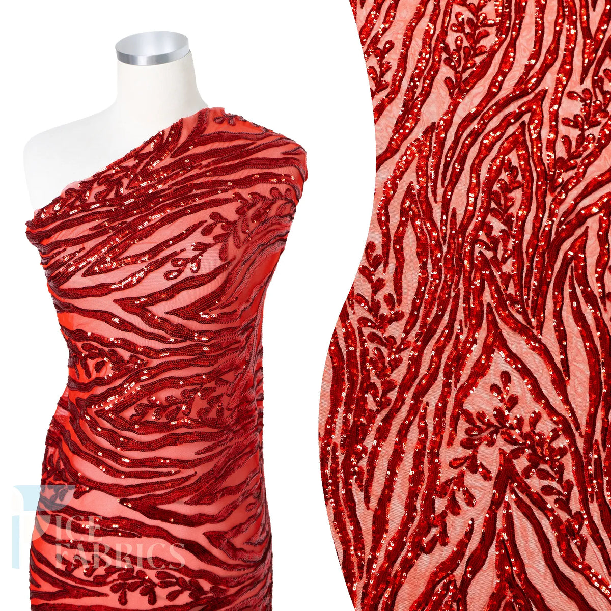 Wild Vine 4 Way Stretch Sequin Fabric on Mesh