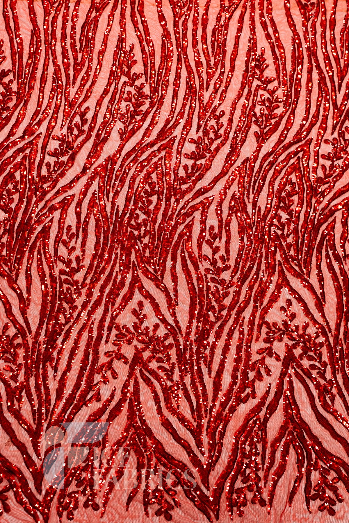 Wild Vine 4 Way Stretch Sequin Fabric on Mesh