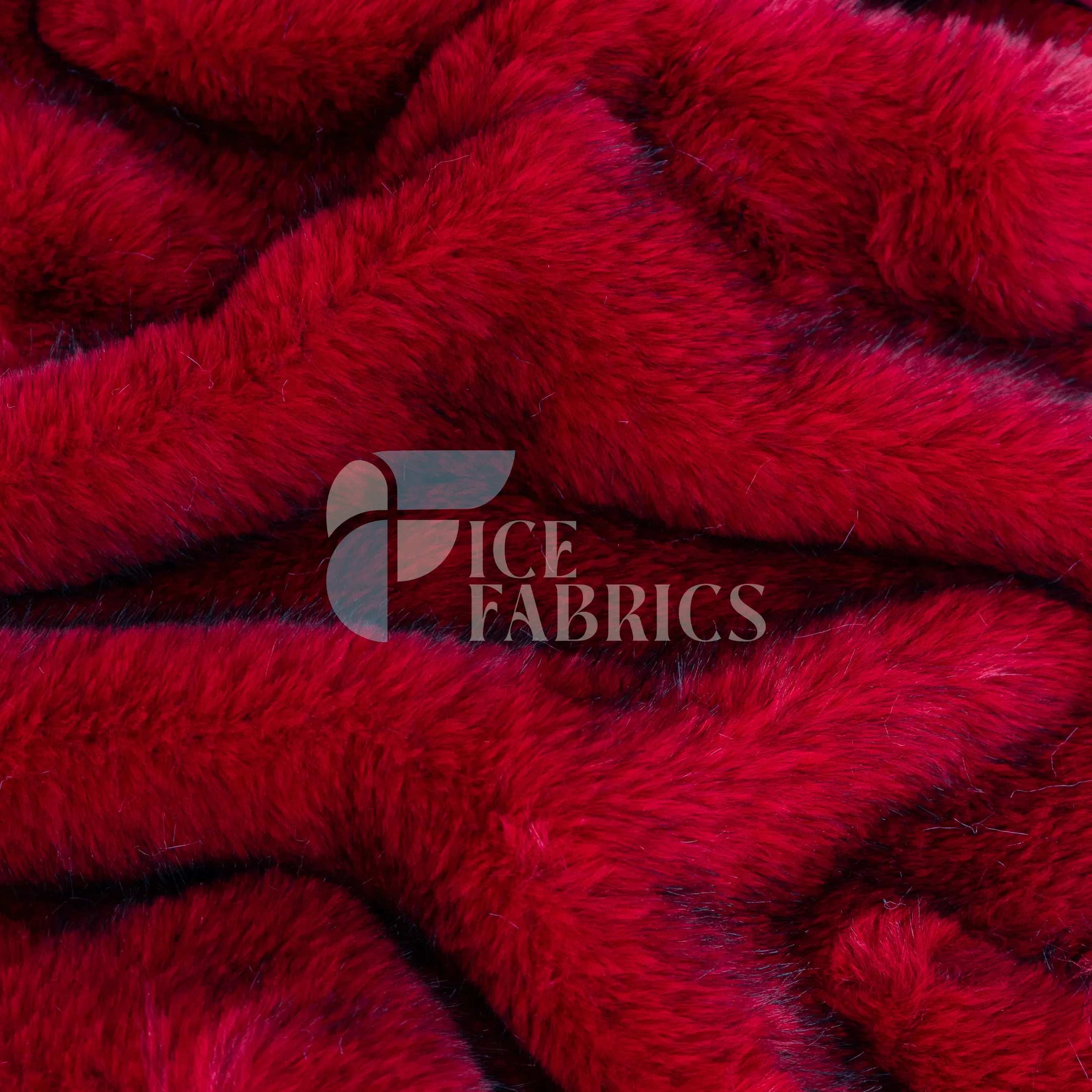Red Black Arctic Faux Fur Fabric By The Yard