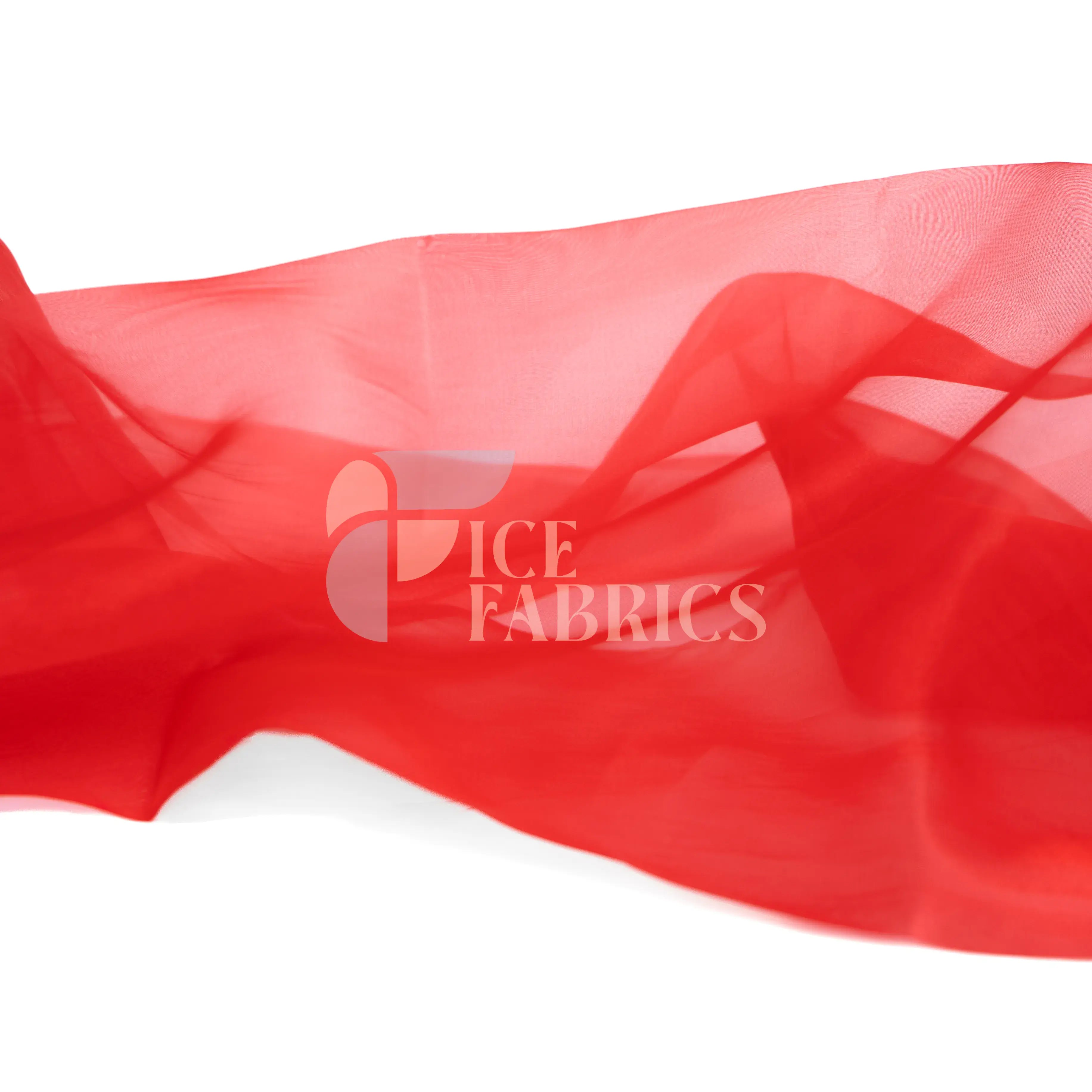 Red Crystal Sheer Organza Fabric By The Yard