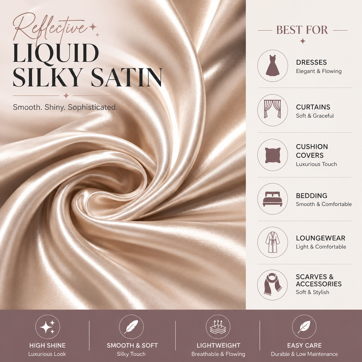 Reflective Liquid Crystal Silky Satin Fabric