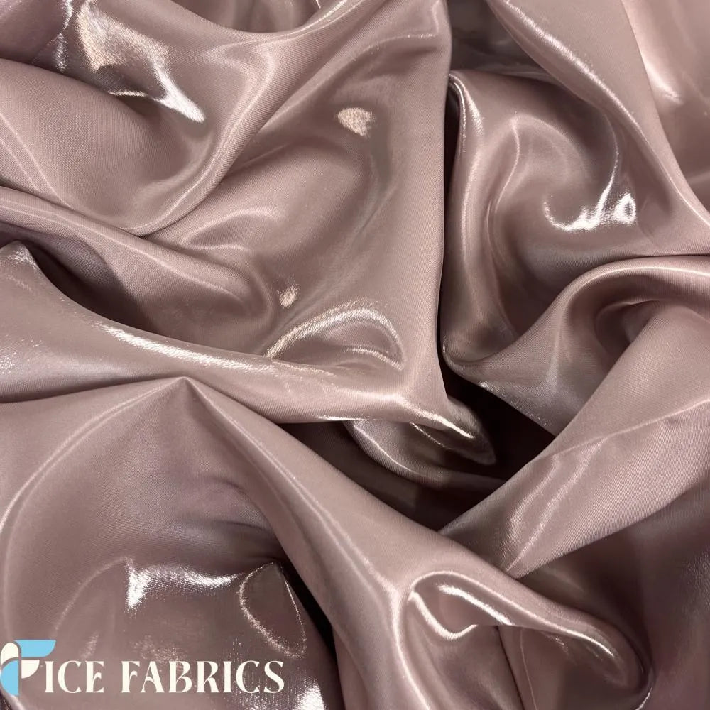 Rose Gold Reflective Liquid Crystal Silky Satin Fabric