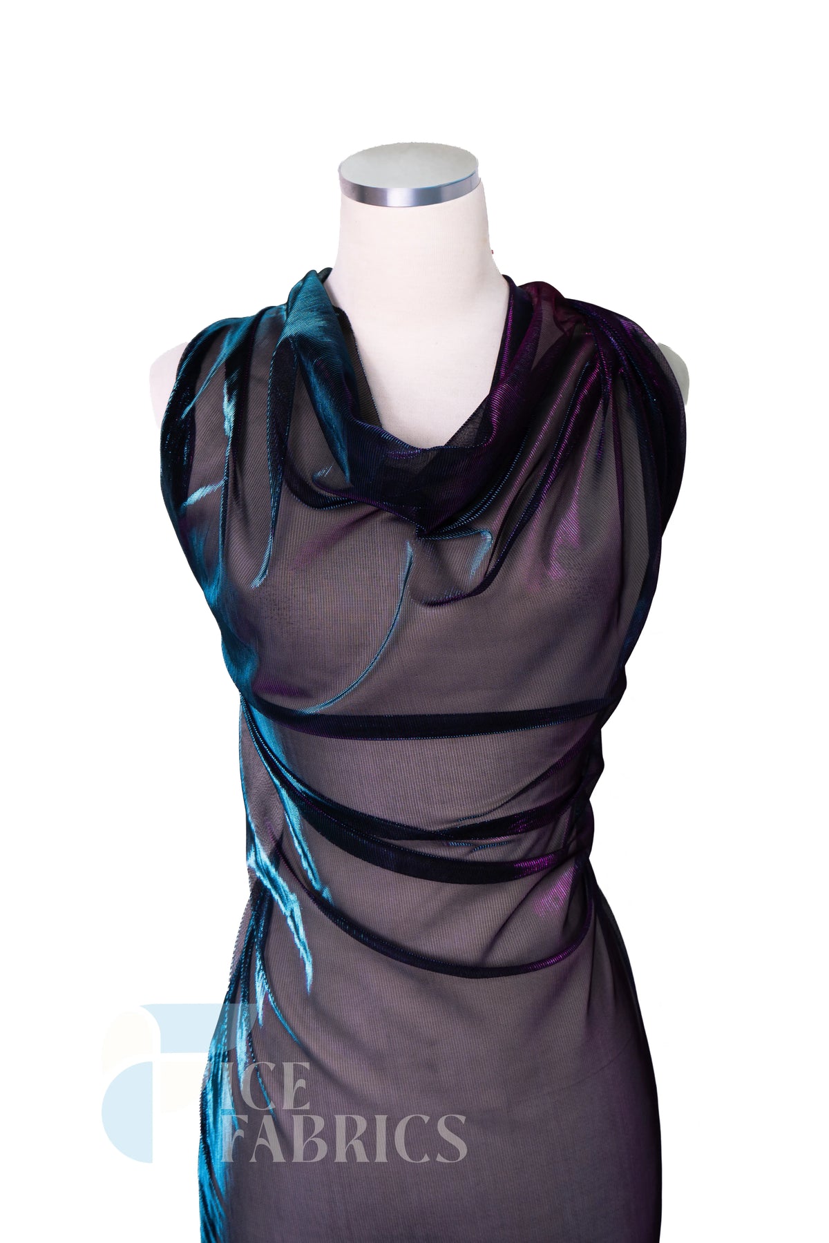 Shimmery Reflective Metallic Mesh Fabric