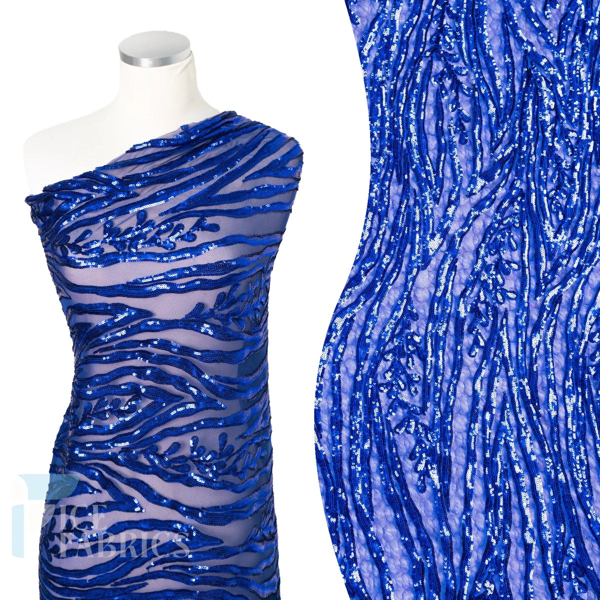 Wild Vine 4 Way Stretch Sequin Fabric on Mesh