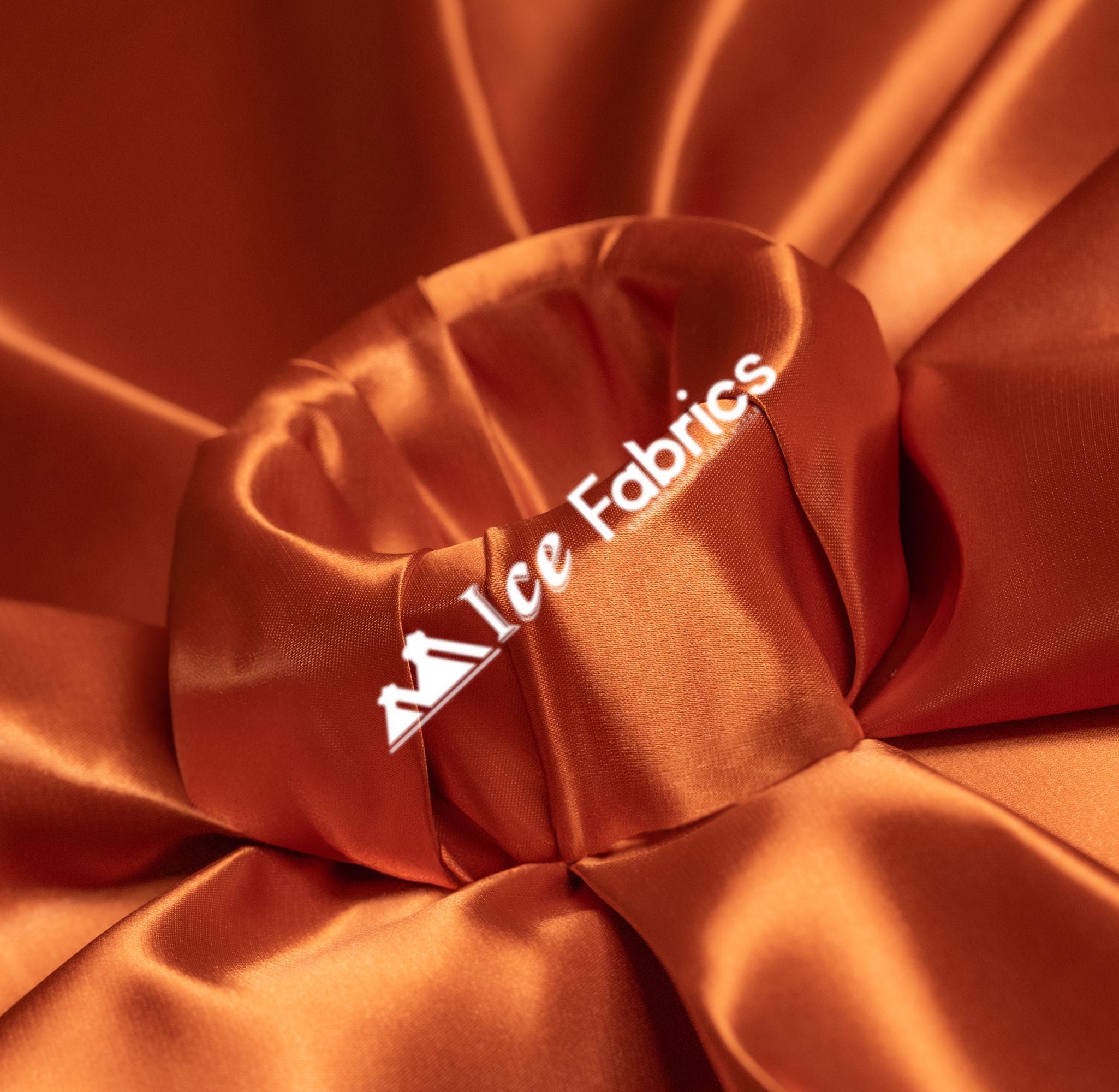 Rust Shiny Bridal Satin Fabric - Ice fabrics