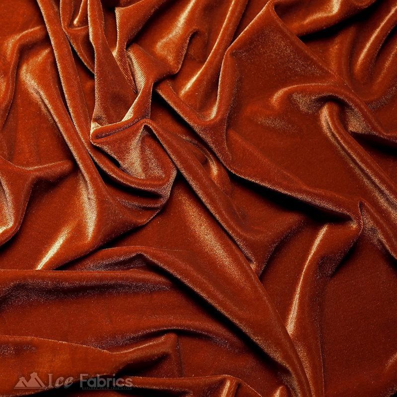 Rust Stretch Velvet Fabric Soft and Smooth