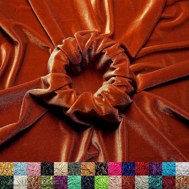 Rust Stretch Velvet Fabric Soft and Smooth