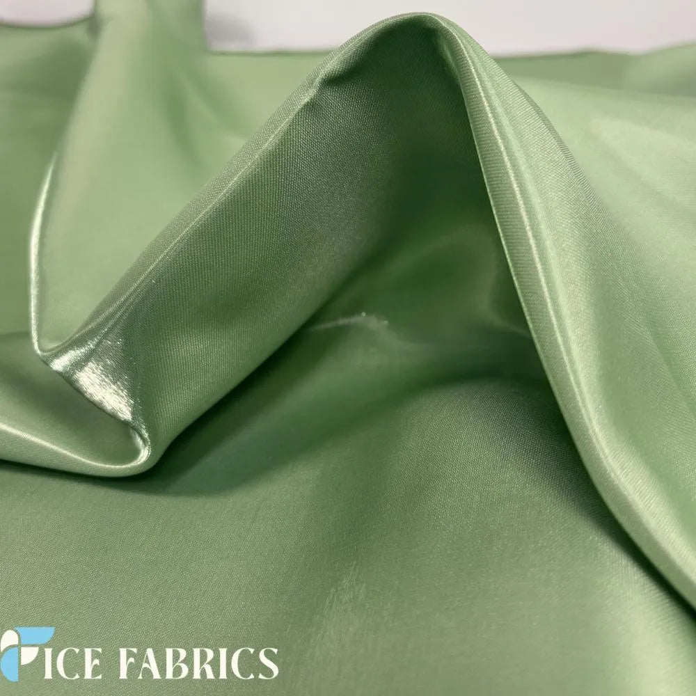 Sage Green Reflective Liquid Crystal Silky Satin Fabric