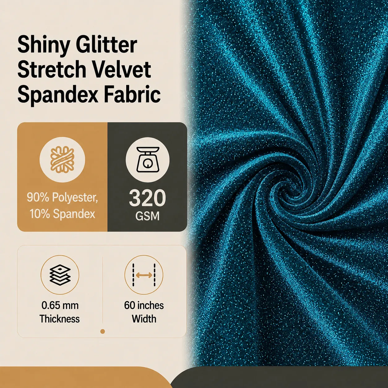 Shiny Glitter Stretch Velvet Spandex Fabric | VelvetGlow