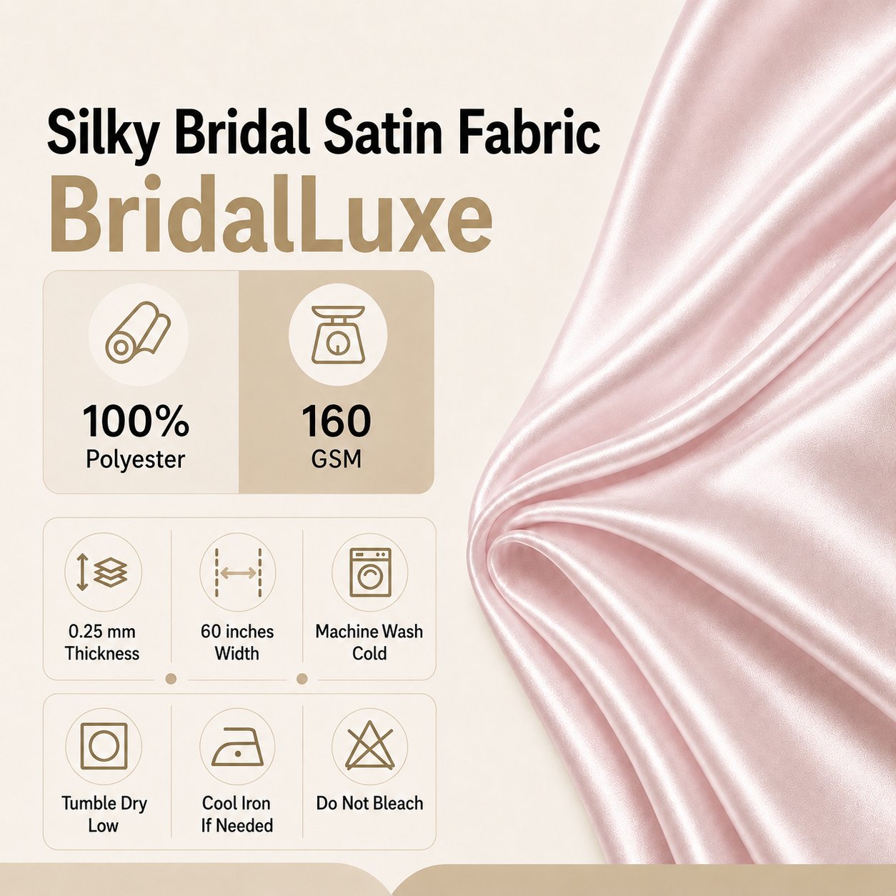 Silky Bridal Satin Fabric | BridalLuxe