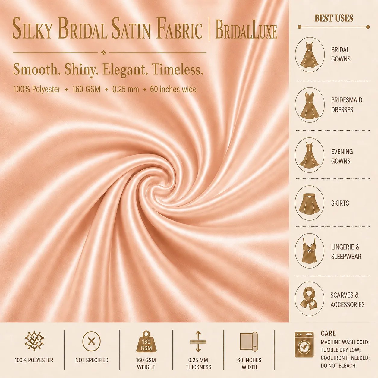 Silky Bridal Satin Fabric | BridalLuxe