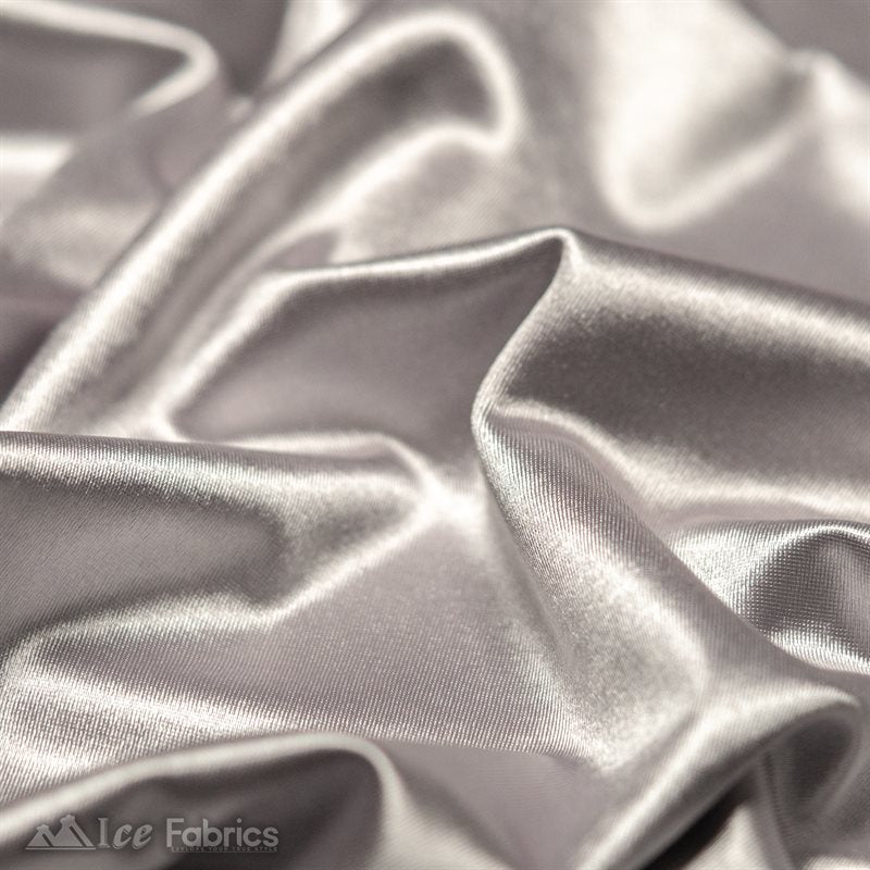 4 Way Stretch Silky Satin Wholesale Fabric By The Roll (20 Yards ) ICE FABRICS |Silver