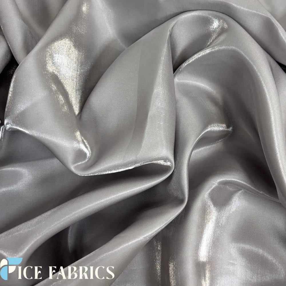 Silver Reflective Liquid Crystal Silky Satin Fabric