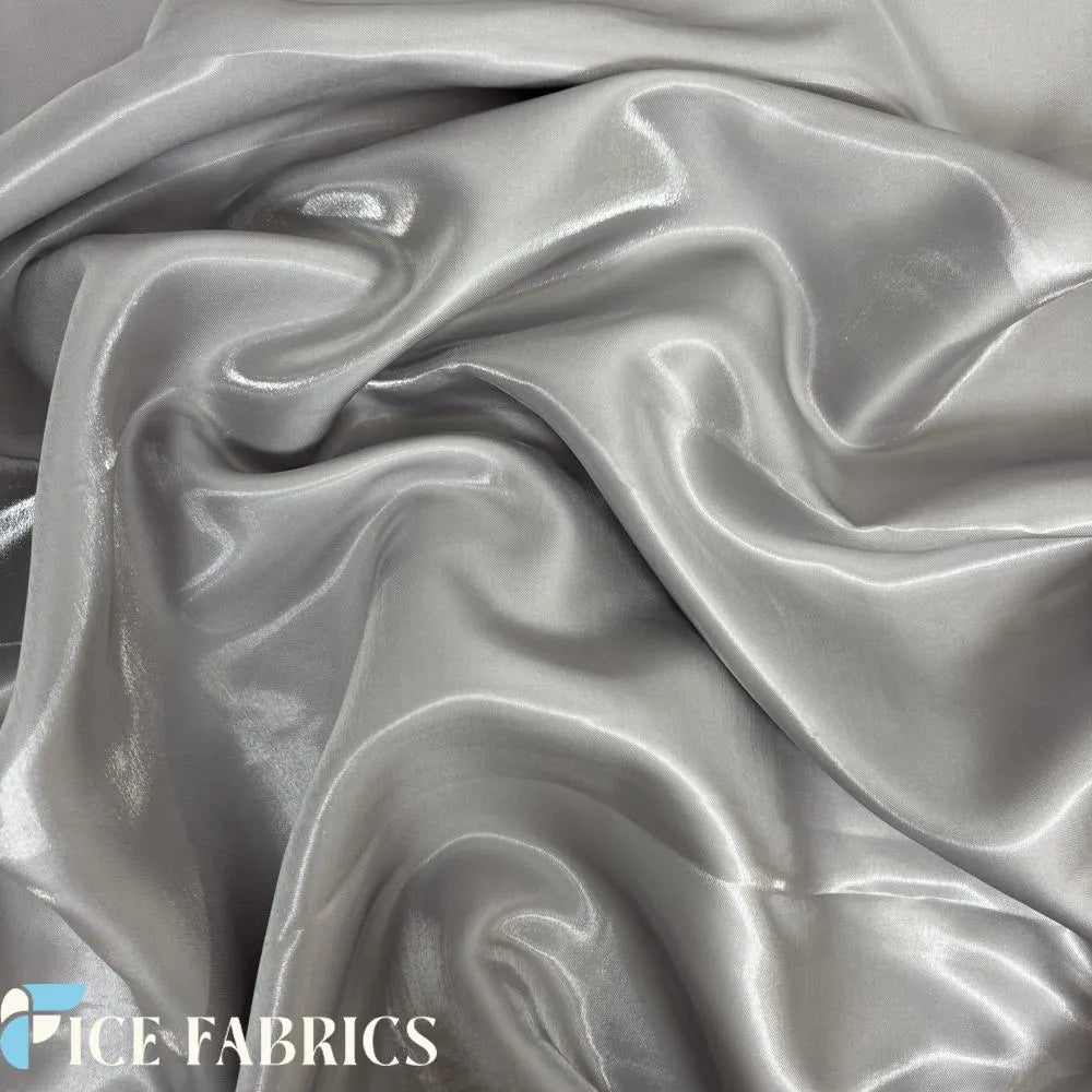 Silver Reflective Liquid Crystal Silky Satin Fabric