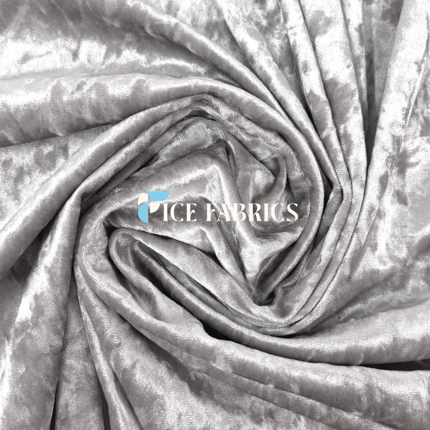 Silver Stretch Crushed Velvet Fabric