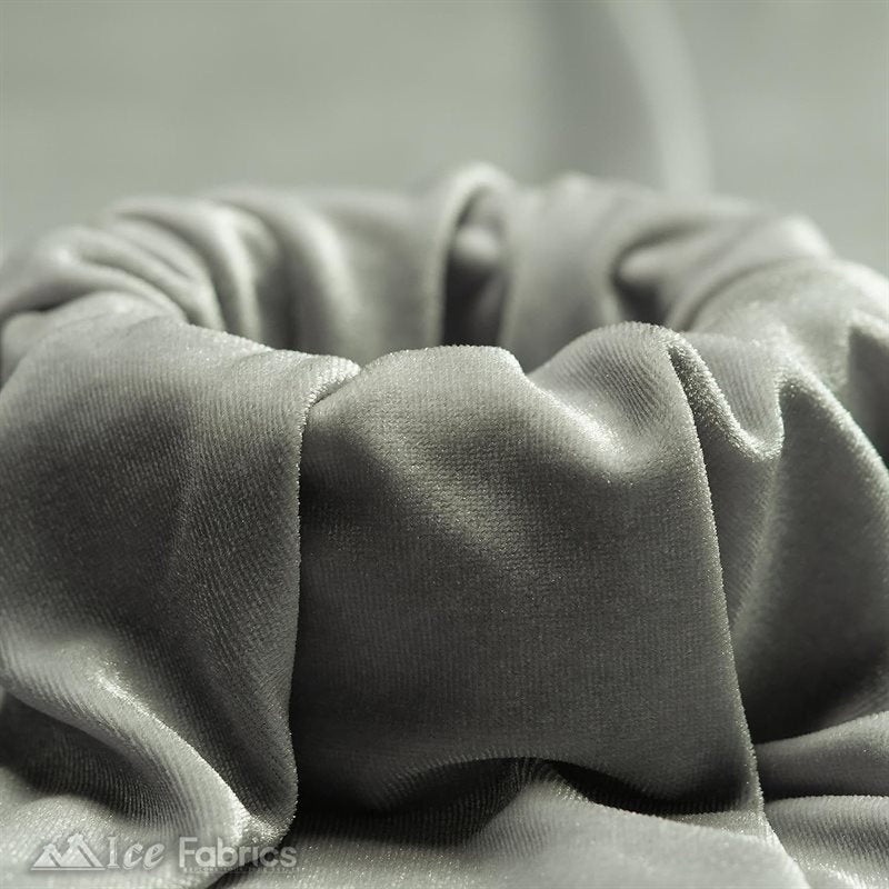 Silver Stretch Velvet Fabric Soft and Smooth