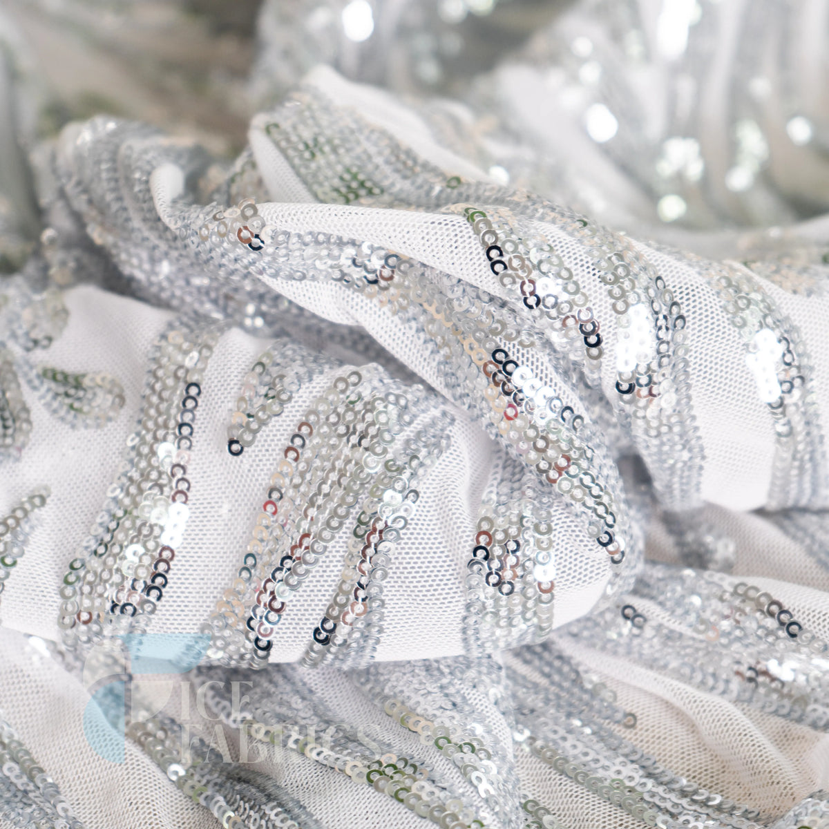 Wild Vine 4 Way Stretch Sequin Fabric on Mesh